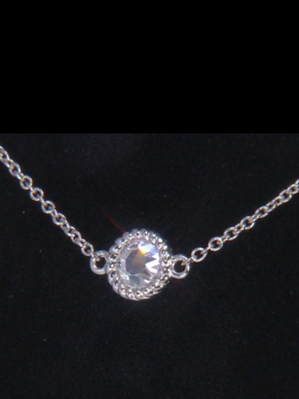 Judith Ripka Rope-Station Necklace- heart CZ lock -Large CZ in center